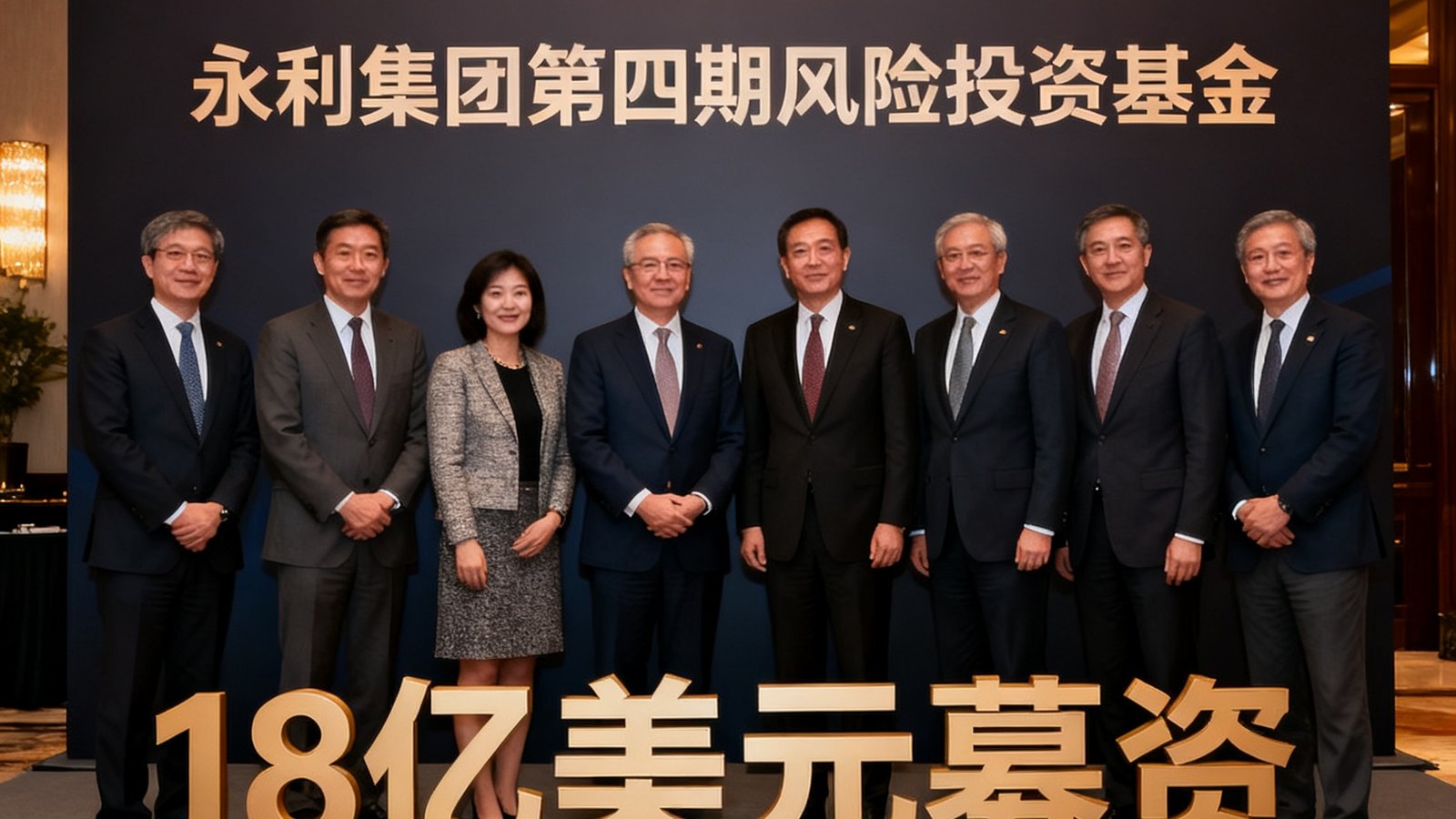永利集团第四期风险投资基金完成18亿美元募资的签约仪式现场，投资人与管理层合影留念。
